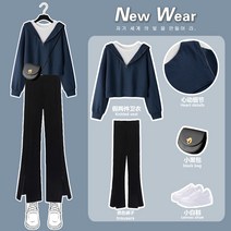 키작은여자옷 스타일리쉬 맨투맨 코디 트임 팬츠세트 핫한 고랭계 여성의류 키커 보이는 3003254546