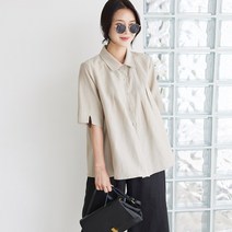 Q05 소매트임 린넨 핀턱 블라우스