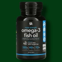 Sports Research Omega-3 Fish Oil Triple Strength 1 250mg 60 Softgels, 60정, 1개