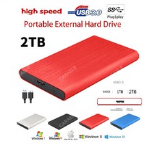 CARAELE 대용량 외장하드 SSD USB3.0 고속저장 이동식 저장장치, 2TB, 블랙