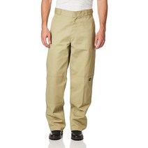 Dickies 남성용 루즈 핏 더블 니 트윌 워크 팬츠 작업 바지 블랙 31W x 32L