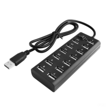 DFMEI USB2.0 더블 -로우 ​​13- 포트 허브 허브 컴퓨터 USB 멀티 인터페이스 세미퍼 USB 허브, 검은 색