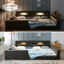 모건리빙 BEST 로엘 LED 패밀리 침대 1인형 오픈형 가드형 둥지형, 03_로엘 가드형 LED 침대 Q+SS(다크그레이)