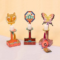 전통 공예 촛대 만들기(5개) 나무 만들기 키트 재료 DIY LED 무드등 민화 호롱불, 촛대5개입(호랑이)