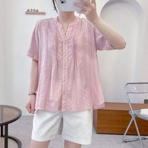 펀칭블라우스 레이스 자수 벌룬 아일렛 여자 브라우스 예쁜 빅사이즈 반팔 셔링 쉬폰 빅카라 셔츠