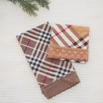 [ 에디트537 ] 마리끌레르 고급 예쁜 체크 손수건 매너손수건 레이스손수건 손수건앞치마 무릎덮개