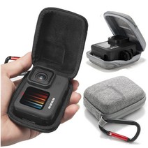 액션캠 고프로 gopro10 9 8 7 휴대용 파우치 하드 케이스 보관 커버 미니 포터블 가방 카라비너 포함, 그레이, 1개