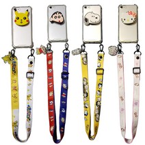 LG Q31 (Q310) 목걸이 스트랩 크로스백 캐릭터 + 스마트톡 거치대 + 투명 젤리 핸드폰 케이스 세트