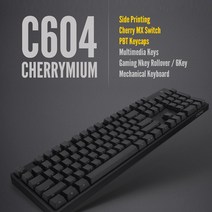 웨이코스 유선 기계식 키보드 씽크웨이 CROAD C604 체리미엄 측각 PBT 클릭 블랙 USB, 청축(블랙)