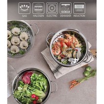 리빙아트 인덕션겸용 2단 28cm 찜솥 찜기 냄비 스텐, 상세페이지 참조