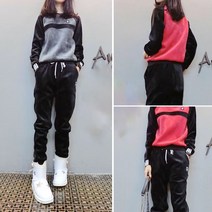 벨벳 트레이닝복 세트 여성 학생 맨투맨 바지 상하세트 M~3XL