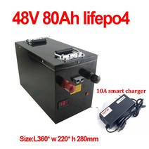 GTK Lifepo4 리튬 배터리 철 인산염 BMS 스쿠터 자전거 골프 카트 RV 10A 충전기 6000W 4000W 48V 80Ah, [01] with 80A BMS