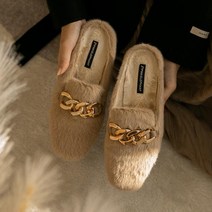 [분홍코끼리](쫀득몰드창) 클레르 체인 털슬리퍼_4cm