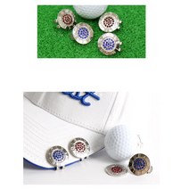 남녀 화이트 골프모자 포인트 컬러큐빅 볼마커 워크샵 아빠선물 깔끔, 블루