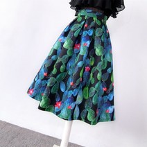 바이스타 여성 자가드 벌룬 스커트 하이웨이스트 미디엄 포켓 프레쉬 스커트