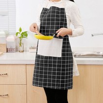 모던체크 린넨 앞치마(블랙) 가정용 업소용 도매 추천 YVB01554JT, 제목색상또는랜덤