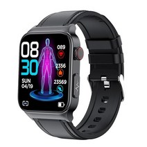 장시간 스마트워치 2023 2022 e500 실시간 비침습 혈당 ecg ppg 심박수 혈압 모니터링 smartwatch, 검은색