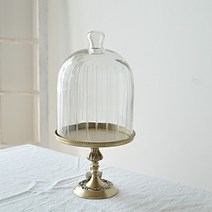 꼬떼따블 엔틱 골드 소형 유리돔 케익 디저트 케이크 돔커버 스탠드 홈데코 주방데코, 없음