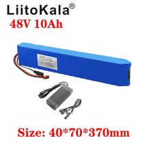 48v배터리 24v배터리 리튬배터리 LiitoKala 전기 자전거 배터리 리튬 이온 팩 변환 키트 Bafang 1000W 및 54.6 V2A 충전기 48V 10Ah, [03] 48V10Ah-T-2A, 1개