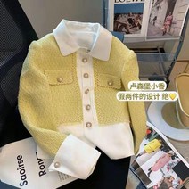 트위드 가디건 자켓 코디 겨울 옐로우 코트 여성 봄