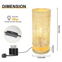 라탄테이블 라탄티테이블 라탄가구 Depuley-단단한 나무 베이스 LED 침대 옆 테이블 램프 라탄 대나무 전등 갓 미니멀리스트 스탠드 책상 침실 거실용, [03] style 3, [02] 220-240V