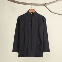 목인장 정권도 쿵푸 영춘권 샌드백 Umorden-면 전통 중국 당나라 정장 상의 의류 남성 긴 소매 쿵푸 태극, 02 Black_06 4XL(190)