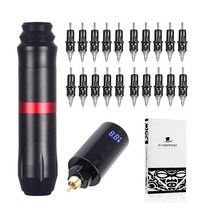영구 메이크업 무선 문신 기계 키트 RCA 로타리 문신 펜 키트 눈썹 라이너 립 1450 mAh 문신 배터리 전원 공급 장치, 블랙 키트, 하나