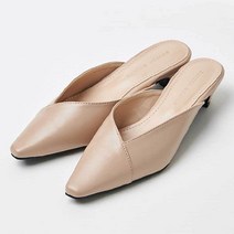 여성넥꼬임키튼힐뮬슬리퍼굽슬리 여성 뾰족 가죽 V넥 샌들 사무실 꼬임 여름 굽슬리퍼 키튼힐 수제화 구두 8W628B4E
