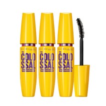 메이블린 뉴욕 콜로썰 워터프루프 마스카라 9.2ml, 리얼 블랙, 3개