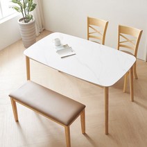 다임 세라믹상판 4인 식탁 세트 벤치 의자 혼합형, 화이트내추럴 (DD10033)