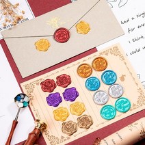 SEALING STAMP 실링 왁스 청첩장 초대장 스티커 10개, 7골드로즈5개, 3웰컴5개