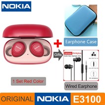 노키아 E3100 TWS 헤드폰 Fone Auriculares 무선 블루투스 이어폰 HD 전화 400mAh 안드로이드 IOS 레드 오렌지 핑크 헤드셋, 규격 없음, Red and Case TW13