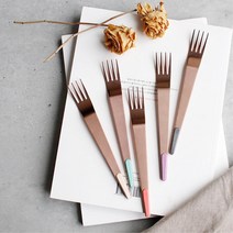 소꾸장터 유니크 컬러 로즈골드 포크 티포크선물 디져트포크 샐러드포크 도너츠포크, 차콜