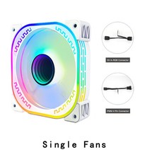 CPU 쿨러 수냉 커스텀 냉각 핀 컴퓨터 공간, 1.Single Fan - A-RGB - WHITE