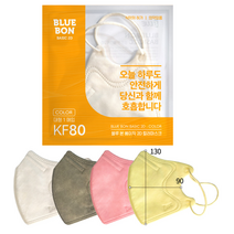블루본 베이직 KF80 대형 마스크 (15세~성인용) 새부리형 컬러 마스크 - 50매, 코코넛화이트