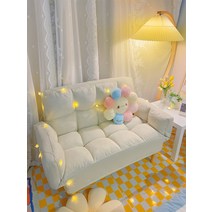 2인소파 팔걸이 각도조절 원룸 자취생 누울수있는소파, 핑크 셰르파-스페셜/베개 2개