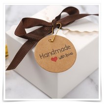 원형 크라프트 핸드메이드라벨 종이텍 100p, 상세페이지 참조