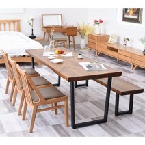 뉴송 우드슬랩 원목 6인용 식탁세트 대형 2000사이즈, 2000테이블+의자5개
