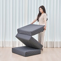 더릭스홈 2레이어 3단 접이식 바닥형 토퍼 매트리스 + 겉커버 세트, 차콜, 2레이어 3단 접이식 바닥형(두께15cm)+겉커버