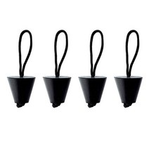 카약플러그 카약 카누 해양 보트 딩기 스커퍼 플러그 드레인 구멍 키트 코드 로프 포함 4 피스, 검은색