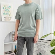 셀러허브 여성패션 [코지] 남자 NEW 가벼운 라운드넥 루즈핏 반팔 니트
