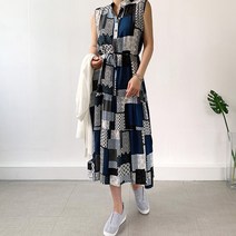 네모 나염롱 원피스