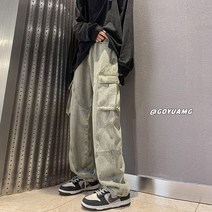 블랙진스트레이트 K2898 스트레이트핏 일자 드롭 드레이프 데님 남자 봄가을 와이드 루즈핏 캐쥬얼 긴바지 4994701092