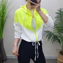 제이후 배색 집업 숏 허리 스트링 후드 바람막이 점퍼 (봄 여름 가을)