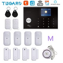 자전거 오토바이 도난방지 경보기 전동 원격 와이파이 GSM 홈 보안 경보 시스템 무선 키보드 및 모션 센서 도난 방지 TUYA 앱 제어 스마트 키트, 50.M - 미국 플러그