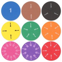 몬테소리 수학 장난감 교구 학습 ZK30 EVA 둥근 모양의 분수 악기 시위자 교육 선물 학생 도구, [01] 51pcs Fraction