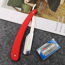 이발소 클래식 프리미엄 면도칼날 거품 부러시 잔털 전용 빈티지 수염 면도 세트 바버샵 일자 클래식 면도기 외날 면도칼, 레드 칼날