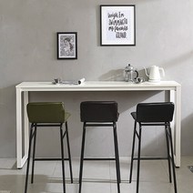 이스마트 [e스마트] 스틸 홈바 사이드테이블 1800, 화이트:(사각다리)블랙