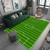 대형러그 3D Football Field Capet For Kids Room 부드러운 바닥 매트 마이크로 화이버 대형 카펫 어린이 빨 아기 방 놀이 소년의 깔개, 1+60x90cm