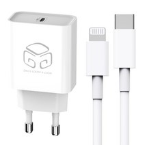 디지지 20w PD 초고속충전기 + Cto8 라이트닝 케이블 1m, 화이트
